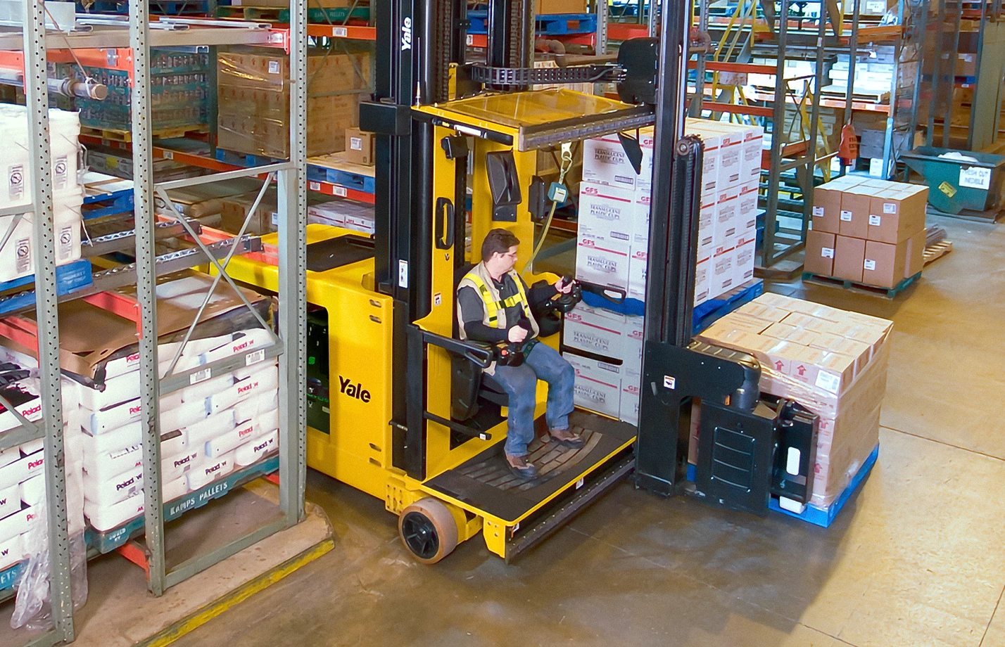 Yale very narrow aisle lift truck.